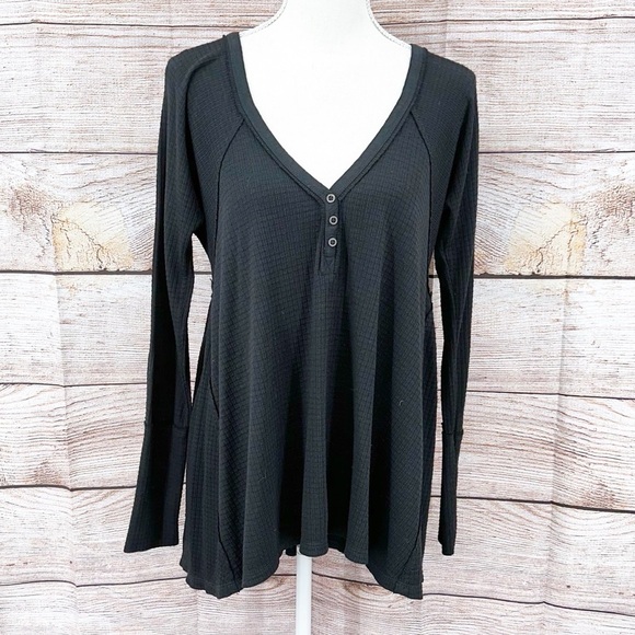 We The Free Gray Citrine Tee Long Sleeve Relaxed Blouse Size XS - Picture 1 of 13